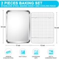 thumbnail image 2 of Stainless Steel Baking Sheet with Wire Rack Set .\uD x .\uD Cookie Sheet Baking Pan for Toaster Oven Small Metal Tray with Cooling Rack for Cooking Roasting Dishwashe, 2 of 7