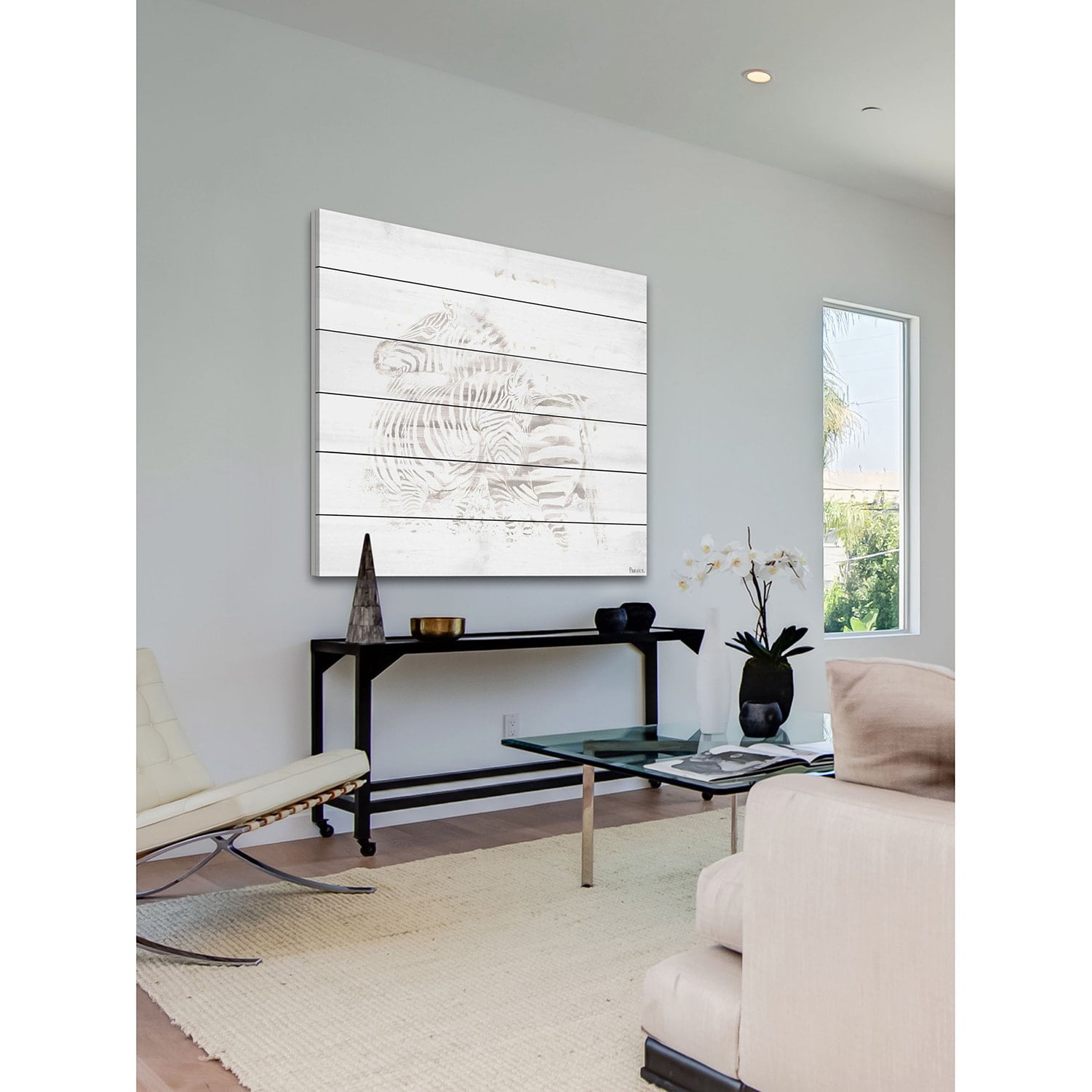Parvez Taj "White Stripes" Print on White Wood