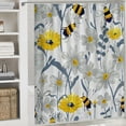 thumbnail image 6 of Orinice  Grey Shower Curtain, Daisy Flowers Bees in Spring Time Honey Petals Floret Nature Purity Blooming, Cloth Fabric Bathroom Decor Set with Hooks,  White, 6 of 7