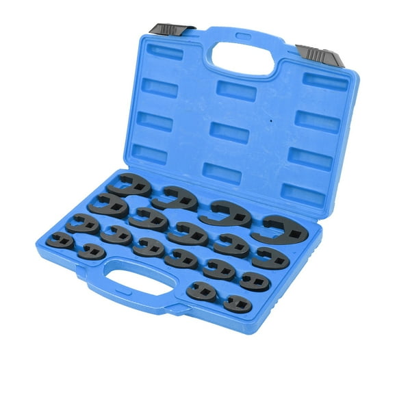 Chrome-Molybdenum Steel, Crow's Foot Wrench Metric Set 19pcs Blue 8-32mm/0.3-1.3in for Service for Vehicles