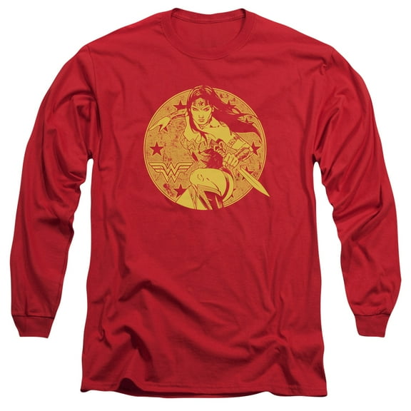 JLA Justice League Young Wonder Long Sleeve Adult 18/1 T-Shirt Red