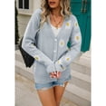 thumbnail image 3 of Abrigo de punto, chaqueta de punto estampada, suéter en V, cárdigan, chaqueta de punto estampada, multifuncional, 3 of 8