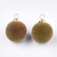 thumbnail image 2 of Flocky Acrylic Charms with Brass Findings Round Golden Mixed color 14x9.5~10mm Hole: 1.6mm, 2 of 2