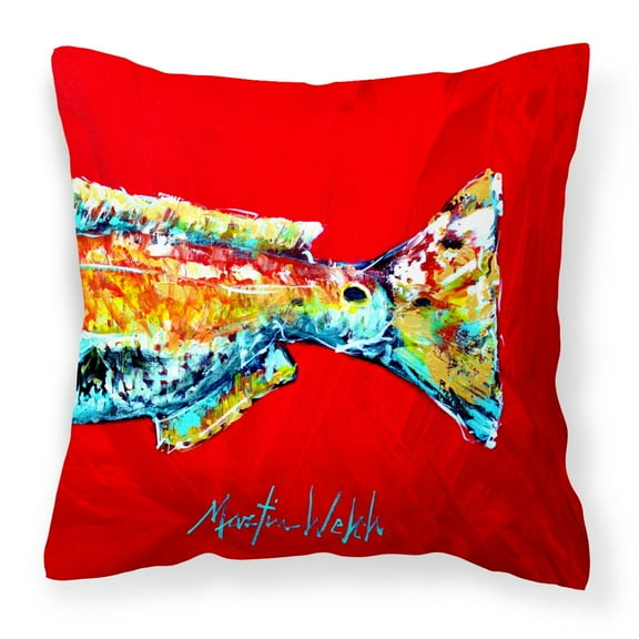 Carolines Treasures MW1141BPW1414 Red Fish Alphonzo Tail Canvas Fabric Decorative Pillow  14Hx14W multicolor