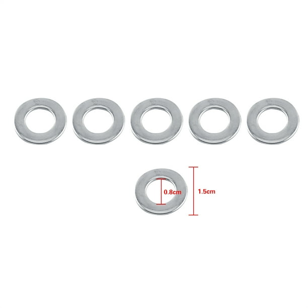 Kit de reparación de tornillos con arandelas planas métricas de acero inoxidable 304, 100 piezas, M3/M4/M5/M6/M8/M10 (M8)