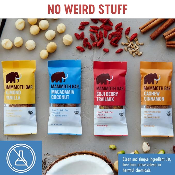 Mammoth Bar Organic, High Protein Bar - 10 Count Variety Pack