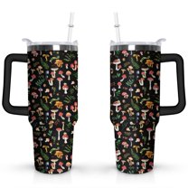 40oz Cute Mini Cactus Theme Stainless Steel Flip Straw Tumbler Spill Proof Travel Cup Double Wall Vacuum Insulated Coffee Mug with Top Handle