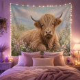 thumbnail image 2 of Highland Cow Among Colorful Wildflowers in a Meadow, Peaceful Rustic for Animal Lovers, Floral Wall Art, Housewarming Gift, Tapestry Wall Hanging for Bedroom and Living Room, 2 of 7