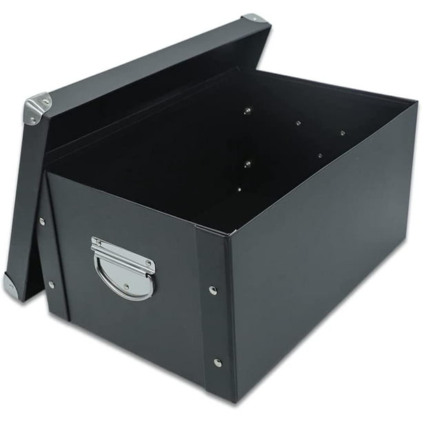Collapsible Storage Box, Decorative Memory Box with Lid & Metal