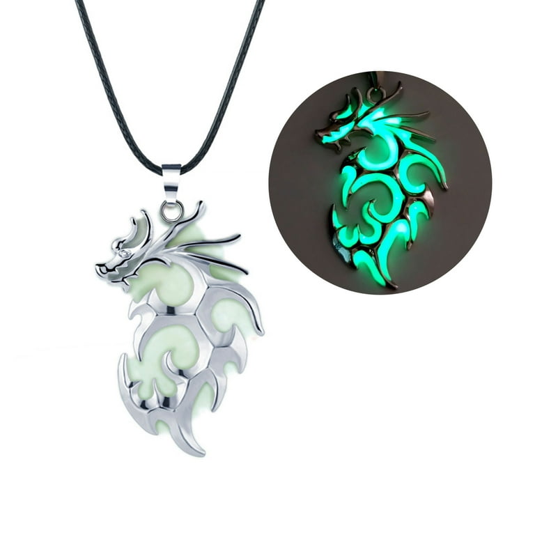 Dragon Necklace for Women Men Magic Glowing Flame Dragon Pendant Necklace  Glow in the Dark Teen Girls Luminous Jewelry 