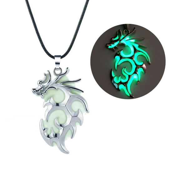 Fogun Luminously Dragon Necklace for Women Men Domineering Glowing Flame Dragon Pendant Necklace Hallowen Gurad Jewelry