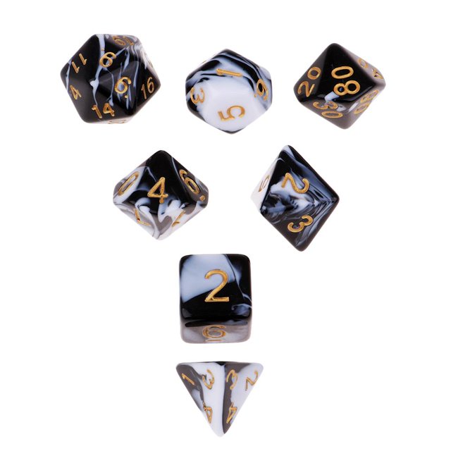 7X Dados Poliédricos de Doble Color D4-D20 para Mazmorras Y Dragones Negro Blanco Baoblaze Juegos de mesa de dados poliédricos