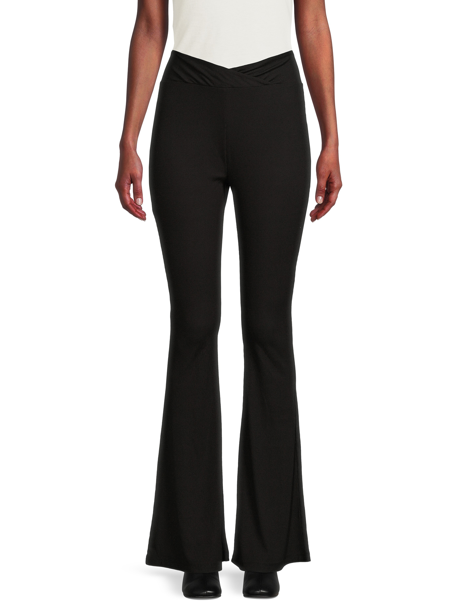 Liv & Lottie Juniors V-Front Crossover Flare Ribbed Pants, 2-Pack