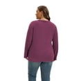 thumbnail image 6 of SHIBEVER Long Sleeve Shirts for Women Plus Size Womens Clothes V Neck Lightweight Fall Tops for Women Cotton Long Sleeve Tops for Women Winter Red XL, 6 of 10