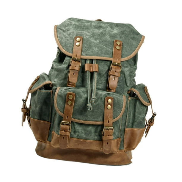 Mochila de lona Mochila de viaje para adultos al aire libre para montañismo Trekking lago verde