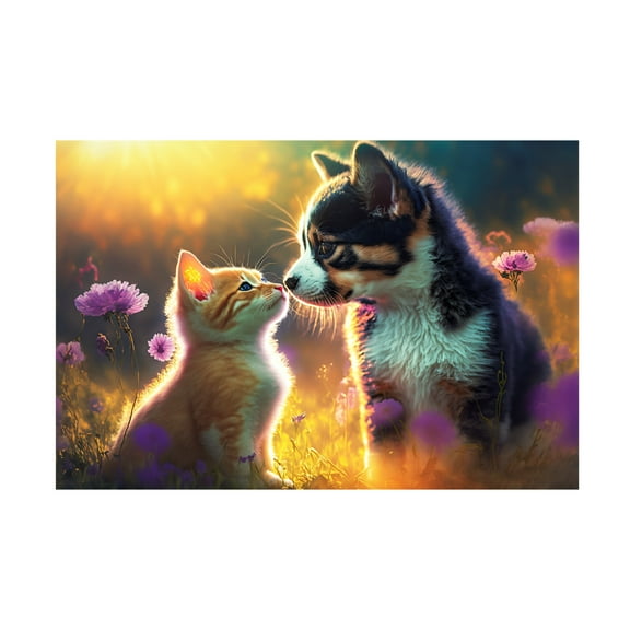 Canvas Wall Art - Ray Heere 'Cats And Dogs 8' Wall Art for Living Room, Bedroom, or Office Décor by Trademark Fine Art - 19 x 12 Inches