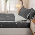 thumbnail image 5 of Manfei Twinkling Stars Print Zipper Queen Comforter Set with Fitted Sheet and 2 Pillowcases,Galaxy Theme Zipper Bedding Set,Gray White,Light Gray Reversible,4pcs, 5 of 8