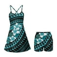 thumbnail image 5 of Yuyamidu Hibiscus Tennis Dresses Built-in Shorts with Pockets Blue Polynesia Golf Athletic Dresses 2 Pices Comfortable Women Sleeveless Crossover Sport Dress Size 2XL, 5 of 7