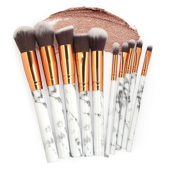 10Pcs/Set Makeup Brushes Set,Marbling Lines Professtional Eyeshadow Lip Eyebrow Powder Foundation Make up Brush Kit