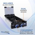 thumbnail image 2 of RecPro RV Built In Gas Cooktop | 2 Burner or 3 Burner | RV Cooktop Stove | 6,500 and 8,000 BTU Burners | Cover Included (Stainless Steel, 2-Burner), 2 of 8