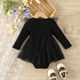 thumbnail image 4 of GYRATEDREAM Baby Girls Romper Dress Infant Toddler Long Ruffle Sleeve Pit Strip Button down Layered Tulle Tutu Bodysuit Jumpsuit for 3-24 Months, 4 of 8