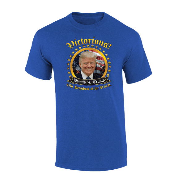 Trenz Shirt Company Victorious! Donald Trump 47th President Of The USA Short Sleeve T-shirt Graphic Tee-Antique Royal-large