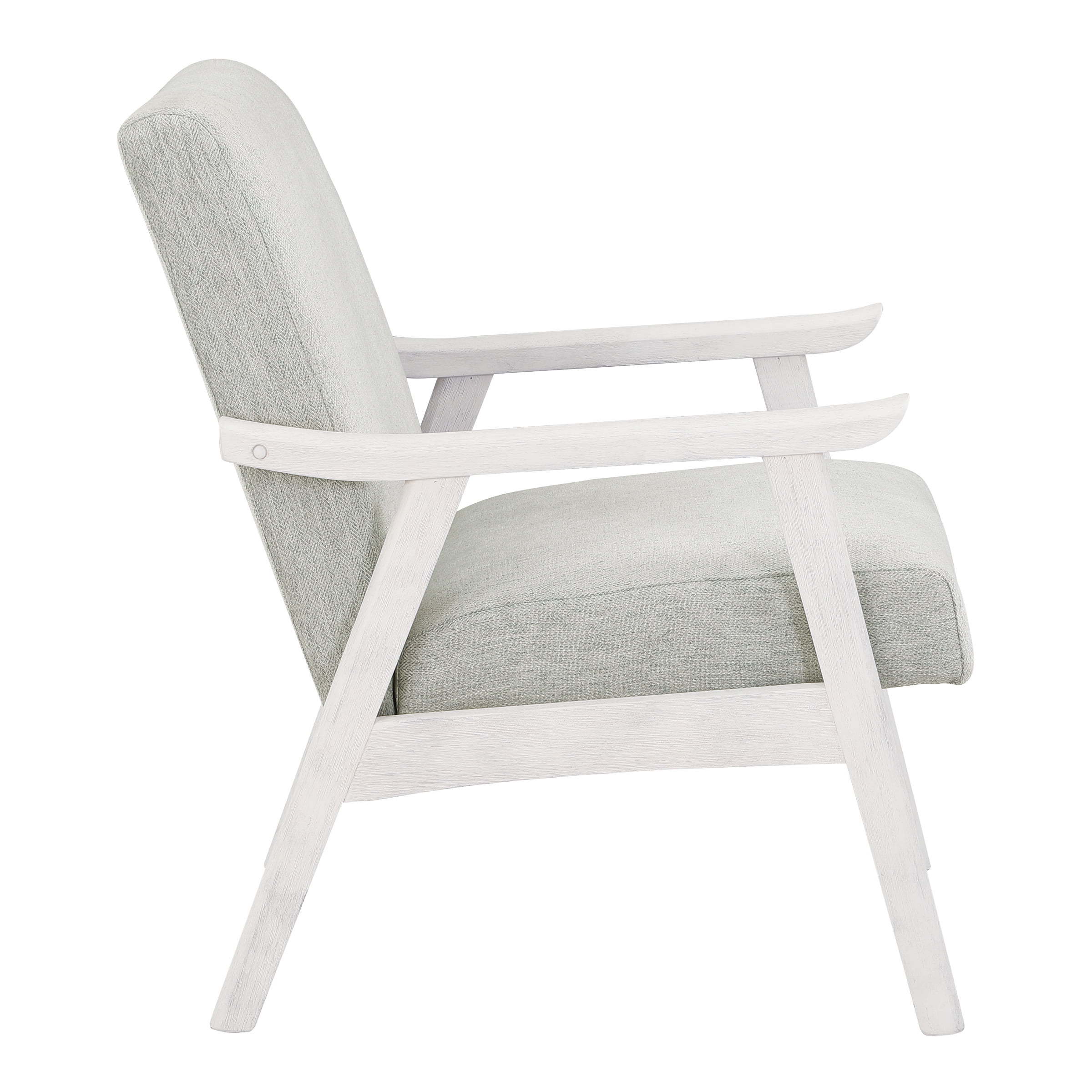 Weldon Armchair in Smoke Gray Fabric with Antique White Finished
