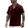 thumbnail image 2 of Dpytoraw Men's Summer Lapel Solid Color Short Sleeved Button Down Casual Fashion Shirt Men’s Moisture-Wicking Casual Shirts for Summer, 2 of 5