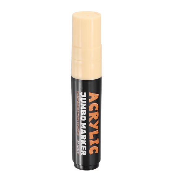 Uxcell Beige Poster Markers, 1 Pcs Permanent Waterproof Markers Large Acrylic Paint Pen 15mm Felt Wide Tip on Canvas Glass Wood Ceramic Rock for Painting, Sign Graffiti Creations