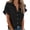 Black, variant on Women Summer Short Sleeve Shirt V Neck Button Up Top with Pockets