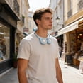 thumbnail image 4 of ROLKFUK Blue 3-Speed Foldable Portable Neck Fan, USB Rechargeable Wearable Personal Fan 1800mAh Lightweight Mini Fan for Travel Office Outdoor Cooling, 4 of 6