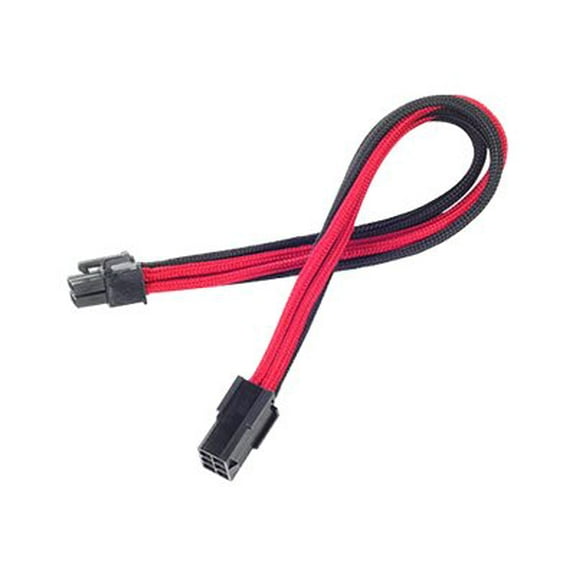 Silver Stone Technologies PP07-IDE6BR 6 Pin 250 mm Power Cable Extender - Black with Red