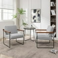thumbnail image 7 of Boucle Accent Chairs Set of 2 with Round Wood Arms, Comfy Upholstered Arm Chair with Metal Frames, Mid Century Modern Chair for Living Room, Bedroom, Grey, 7 of 7