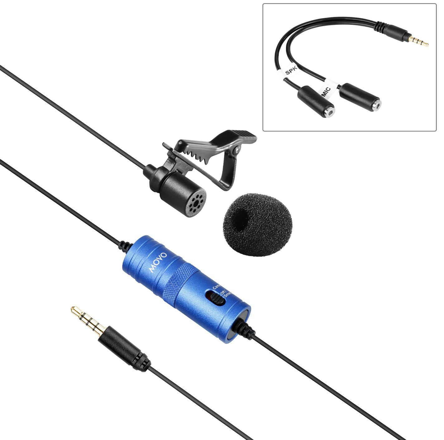Movo LV1 Lavalier Lapel Clipon Omnidirectional Condenser Microphone