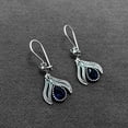 thumbnail image 2 of Fine Oxidized Silver &  Blue Sapphire Dangling Earrings Handmade Genuine 925 Sterling Silver for Women, 2 of 3