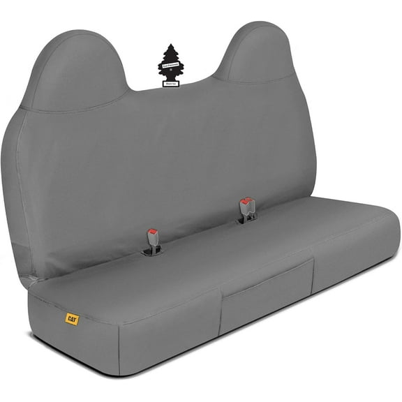 Yupbizauto Caterpillar Custom Fit Front Bench Seat Cover with Utility Pockets for Ford F250 / F350 / F450 / F550 (1999-2007) - Durable Grey Oxford Super Duty Interior Truck Seat Cover Bundle
