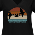 thumbnail image 4 of Inktastic Duck Hunting Retro Sunset Hunter Gift Women's Plus Size V-Neck T-Shirt, 4 of 5