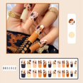 thumbnail image 2 of Extra Long Coffin Press on Nails Brown False Nails with Graffiti DesignsFalse Nails-24Pcs, 2 of 4