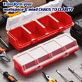 thumbnail image 4 of Audessy 4 Pack Screw Organizer Box with Lids, 4 Compartments Tool Bin Stackable Sorting Screw Toolbox for Garage Nails Hardware Workbench Organizing Storage, Red, 4 of 8