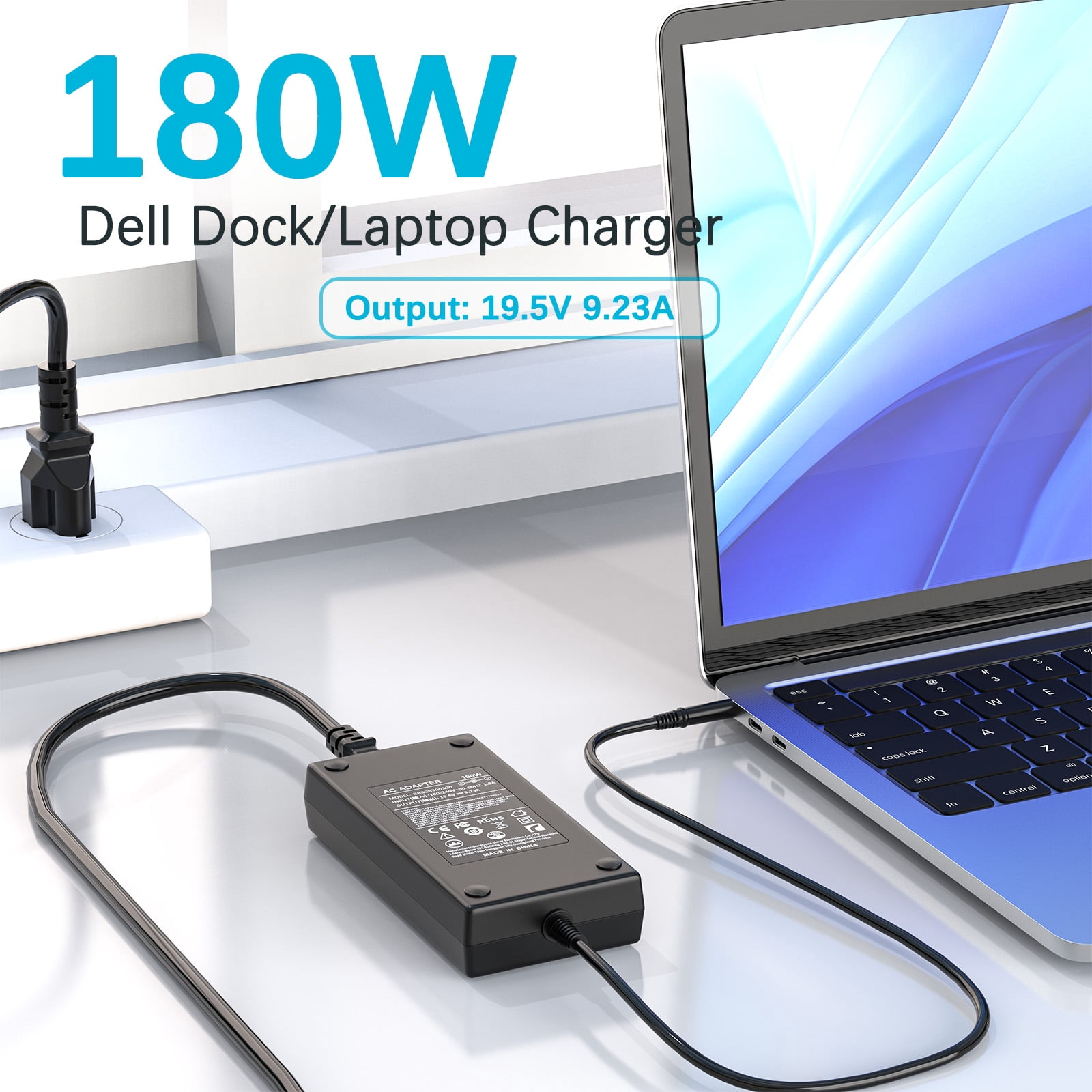HFLRZZ 180W Laptop Charger 19.5V 9.23A AC Laptop Charger for Dell Adapter Power Supply Cord for Dell Alienware 15 R3 M14X M15X Precision 7510 Precision 17 7710 M4600 M4700 M4800 Laptop, Black
