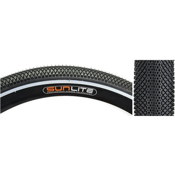 Sunlite Bicycle Baja Tire 26x3.5 Black with White Stripe Wire Bead