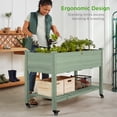 thumbnail image 3 of Best Choice Products Raised Garden Bed 48x24x32in Mobile Elevated Planter w/ Wheel Locks, Shelf, Liner - Sage, 3 of 8