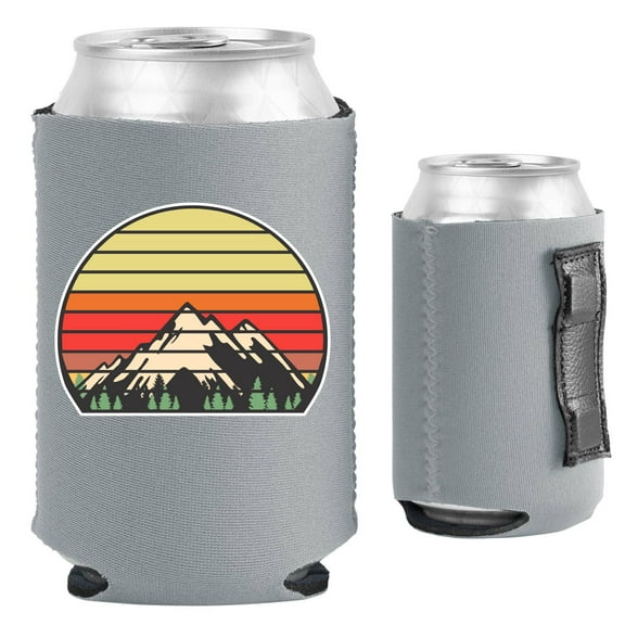 Retro Mountains Magnetic Can Coolie (Gray)