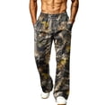 thumbnail image 2 of Camo Wide Leg Sweatpants for Men Baggy Elastic Waist Outdoor Hunting Joggers with Side Pockets Streetwear Coffee L, 2 of 7