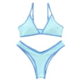 thumbnail image 4 of Prolriy Bikini Sets for Women, Women's Fashion Color Block Bikini Swimsuit Set with Padded Pads Womens Swimsuits Light Blue S, 4 of 4