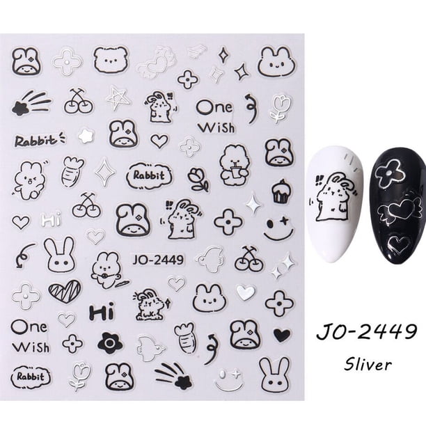 Pegatinas de dibujos animados en 3D para uñas de gato, calcomanía de manicura con diseño de tatuaje, Kawaii, cachorro, perro, Graffiti, animales, serie, nuevo