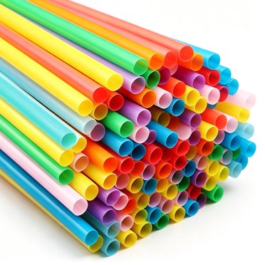 100 Pack Individually Wrapped Colored Jumbo Boba Straws, 9.45" Long for Smoothies & Parties