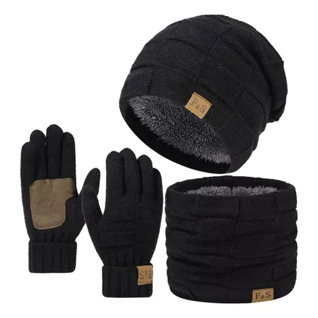 ZHAOCHENG Gorro Unisex F Glove, Bufanda Y Forro Polar De Invierno, Negro