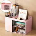 thumbnail image 2 of Qyaukm Pink Transparent Swivel Desk Organizer - 2 Drawers & 3 Compartments Plastic Storage Box | Desktop Organizer for Home, Office, Art Supplies, Students, Adults, 2 of 7