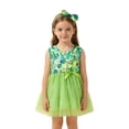 thumbnail image 2 of CPNG Toddler Girls St. Patrick’s Day 2-Piece Outfit Set - Shamrock Print Sleeveless Dress + Clover Bow Headband - Tulle Tutu Skirt Irish-Themed Clothing for Parades, Parties & Holiday Photos, 2 of 8